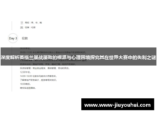 深度解析英格兰屡战屡败的根源与心理困境探究其在世界大赛中的失利之谜 深度解析英格兰屡战屡败的根源与心理困境探究其在世界大赛中的失利之谜